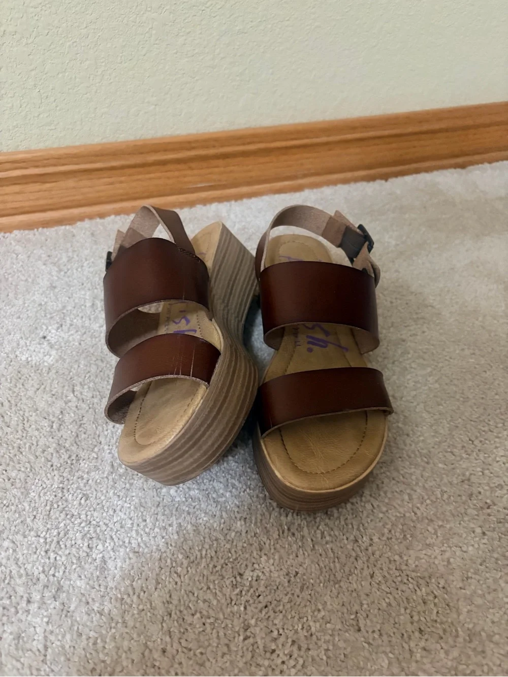 Blowfish Malibu Platform Sandal in Dark Brown, size 6.5